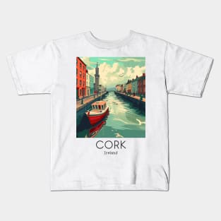 A Vintage Travel Illustration of Cork - Ireland Kids T-Shirt